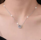 Circular Orbit Sterling Silver Moissanite Pendant, silver-tone