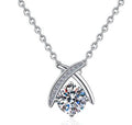 Crossed Ribbon Sterling Silver Moissanite Pendant, silver-tone