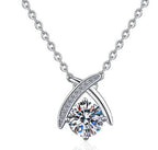Crossed Ribbon Sterling Silver Moissanite Pendant, silver-tone
