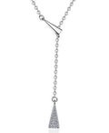 Y-Shape Pavé Drop Sterling Silver Moissanite Pendant, silver-tone