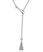 Y-Shape Pavé Drop Sterling Silver Moissanite Pendant, silver-tone