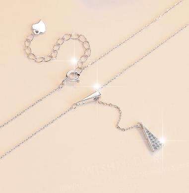 Y-Shape Pavé Drop Sterling Silver Moissanite Pendant, silver-tone