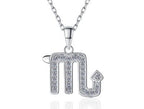 Zodiac Symbol Sterling Silver Moissanite Pendant, silver-tone