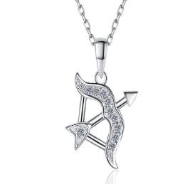 Zodiac Symbol Sterling Silver Moissanite Pendant, silver-tone