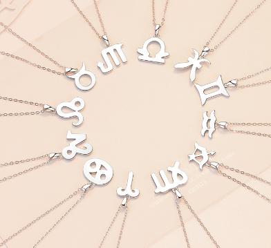 Zodiac Symbol Sterling Silver Moissanite Pendant, silver-tone