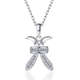 Zodiac Symbol Sterling Silver Moissanite Pendant, silver-tone