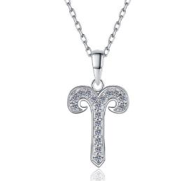 Zodiac Symbol Sterling Silver Moissanite Pendant, silver-tone