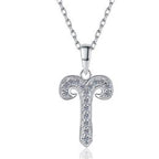 Zodiac Symbol Sterling Silver Moissanite Pendant, silver-tone