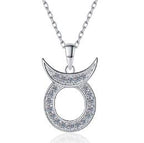 Zodiac Symbol Sterling Silver Moissanite Pendant, silver-tone