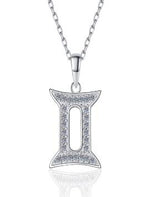 Zodiac Symbol Sterling Silver Moissanite Pendant, silver-tone