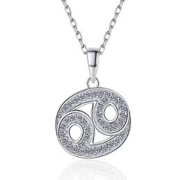 Zodiac Symbol Sterling Silver Moissanite Pendant, silver-tone