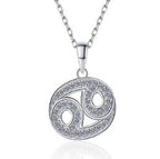 Zodiac Symbol Sterling Silver Moissanite Pendant, silver-tone