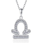 Zodiac Symbol Sterling Silver Moissanite Pendant, silver-tone