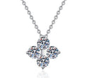 Petite Four-Petal Flower Sterling Silver Moissanite Pendant, silver-tone