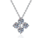 Petite Four-Petal Flower Sterling Silver Moissanite Pendant, silver-tone