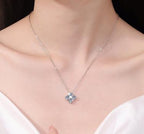 Petite Four-Petal Flower Sterling Silver Moissanite Pendant, silver-tone