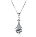 Long Tapered Drop Sterling Silver Moissanite Pendant, silver-tone