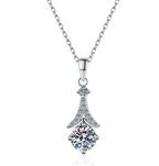 Long Tapered Drop Sterling Silver Moissanite Pendant, silver-tone