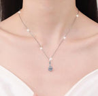 Long Tapered Drop Sterling Silver Moissanite Pendant, silver-tone