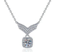 Pavé Chevron Drop Sterling Silver Moissanite Pendant, silver-tone