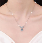 Pavé Chevron Drop Sterling Silver Moissanite Pendant, silver-tone