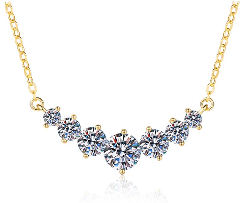 925 Sterling Silver Moissanite Graduated Flower Necklace