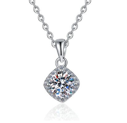 Heart-Shaped Solitaire Frame Sterling Silver Moissanite Pendant, silver-tone