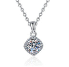 Heart-Shaped Solitaire Frame Sterling Silver Moissanite Pendant, silver-tone