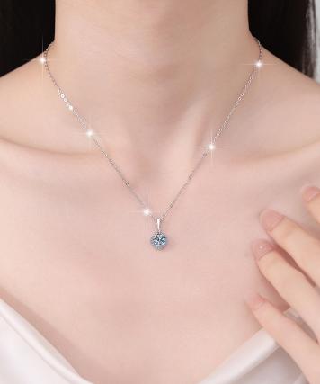 Heart-Shaped Solitaire Frame Sterling Silver Moissanite Pendant, silver-tone
