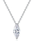 Marquise Solitaire Sterling Silver Moissanite Pendant, silver-tone