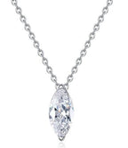 Marquise Solitaire Sterling Silver Moissanite Pendant, silver-tone