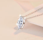 Marquise Solitaire Sterling Silver Moissanite Pendant, silver-tone