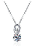Loop-Bail Solitaire Sterling Silver Moissanite Pendant, silver-tone