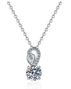 Loop-Bail Solitaire Sterling Silver Moissanite Pendant, silver-tone