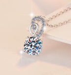 Loop-Bail Solitaire Sterling Silver Moissanite Pendant, silver-tone