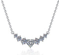 Five-Cluster Necklace Sterling Silver Moissanite Necklace, silver-tone