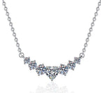 Five-Cluster Necklace Sterling Silver Moissanite Necklace, silver-tone