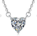 Heart Solitaire Drop Sterling Silver Moissanite Pendant, silver-tone