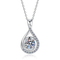 Open Pear Frame Sterling Silver Moissanite Pendant, silver-tone