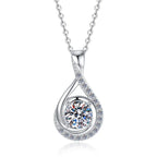 Open Pear Frame Sterling Silver Moissanite Pendant, silver-tone