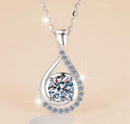 Open Pear Frame Sterling Silver Moissanite Pendant, silver-tone