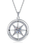 Compass Star Sterling Silver Moissanite Pendant, silver-tone