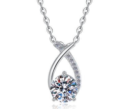 Twisting Teardrop Sterling Silver Moissanite Pendant, silver-tone