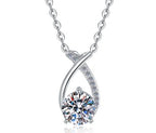 Twisting Teardrop Sterling Silver Moissanite Pendant, silver-tone