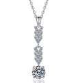 Leaf and Solitaire Drop Sterling Silver Moissanite Pendant, silver-tone
