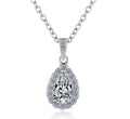 Pear Halo Sterling Silver Moissanite Pendant, silver-tone