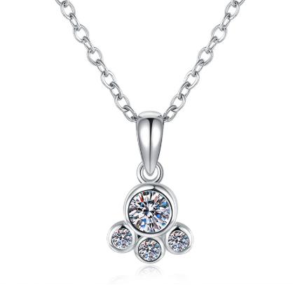 Three-Circle Drop Sterling Silver Moissanite Pendant, silver-tone