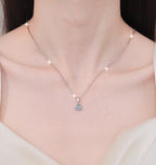 Three-Circle Drop Sterling Silver Moissanite Pendant, silver-tone