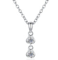 Two-Stone Drop Sterling Silver Moissanite Pendant, silver-tone