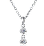 Two-Stone Drop Sterling Silver Moissanite Pendant, silver-tone